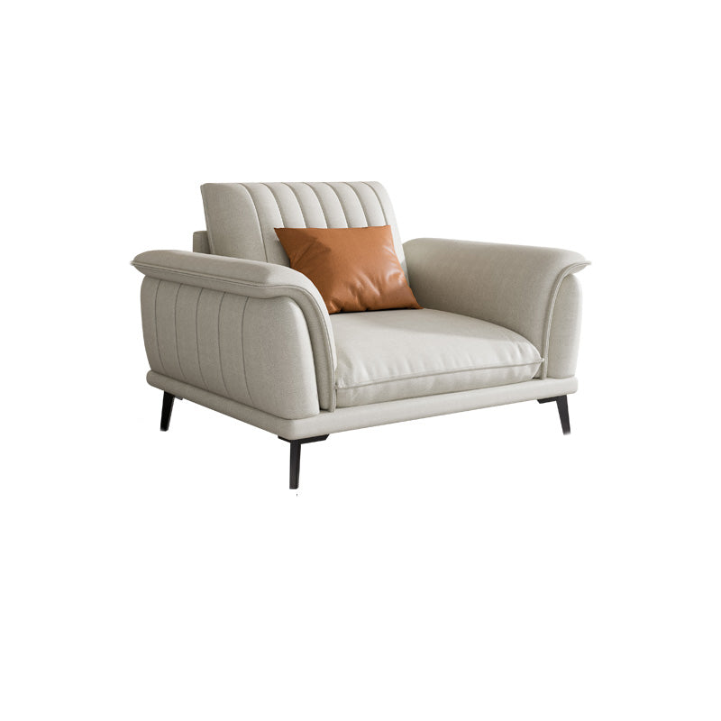 Glam Sewn Pillow Back Flared Arm Living Room Faux Leather Seating
