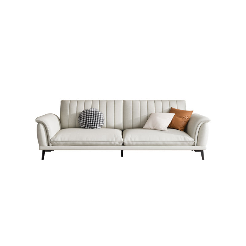 Glam Sewn Pillow Back Flared Arm Living Room Faux Leather Seating