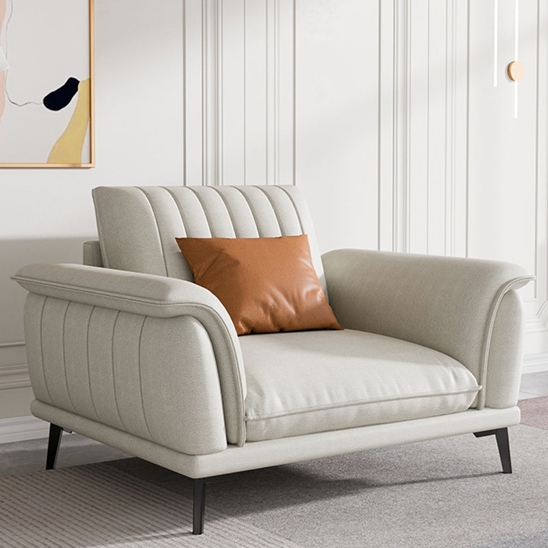 Glam Sewn Pillow Back Flared Arm Living Room Faux Leather Seating