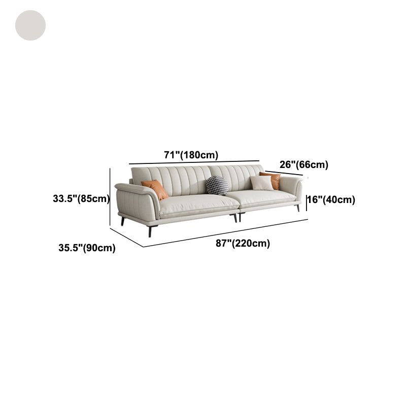 Glam Sewn Pillow Back Flared Arm Living Room Faux Leather Seating