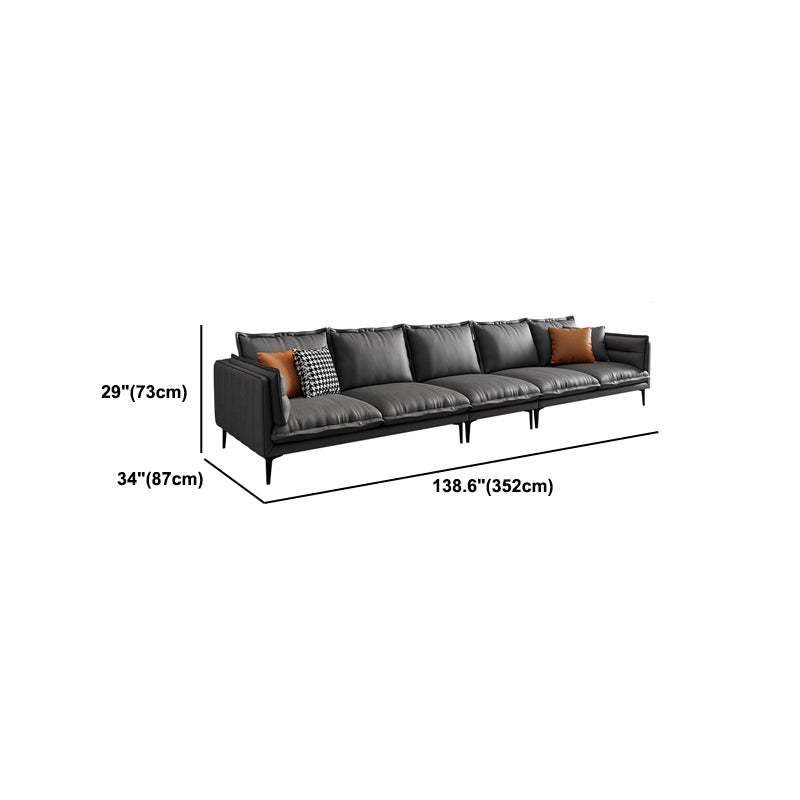 Stain Resistant Faux Leather Contemporary Square Arm Sofa Couch in Grey