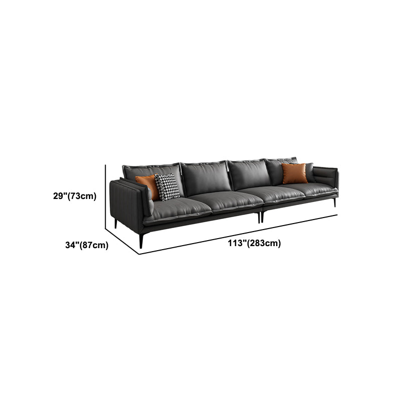 Stain Resistant Faux Leather Contemporary Square Arm Sofa Couch in Grey
