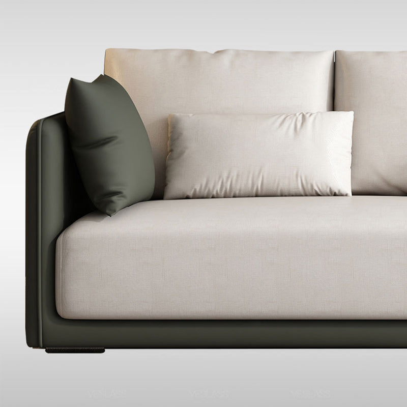 Faux Leather Sofa Sofa 37.40" D x 31.49" H Square Arm Sofa for Living Room