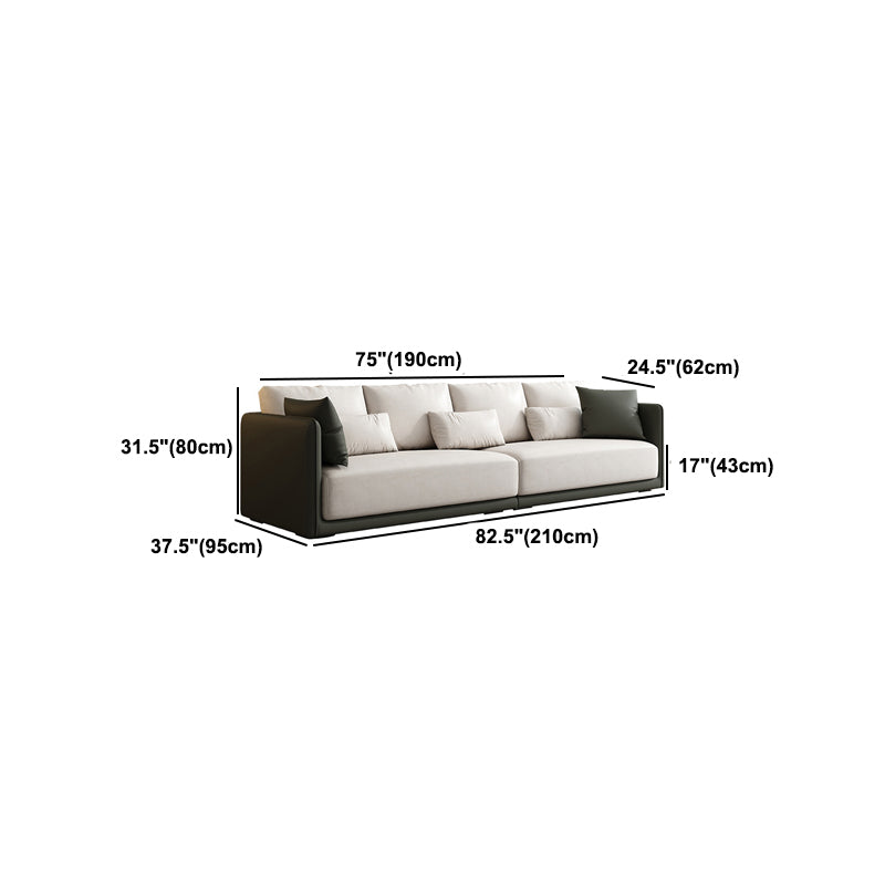 Faux Leather Sofa Sofa 37.40" D x 31.49" H Square Arm Sofa for Living Room
