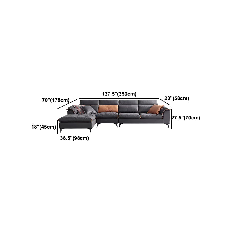 Contemporary Stain-Resistant Faux Leather Dark Gray for Living Room Sofa