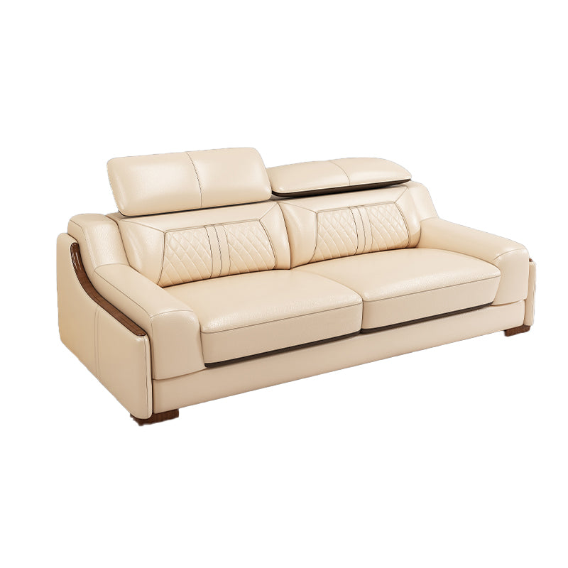 Contemporary Genuine Leather Stain-Resistant Sloped Arms Sofa & Chaise