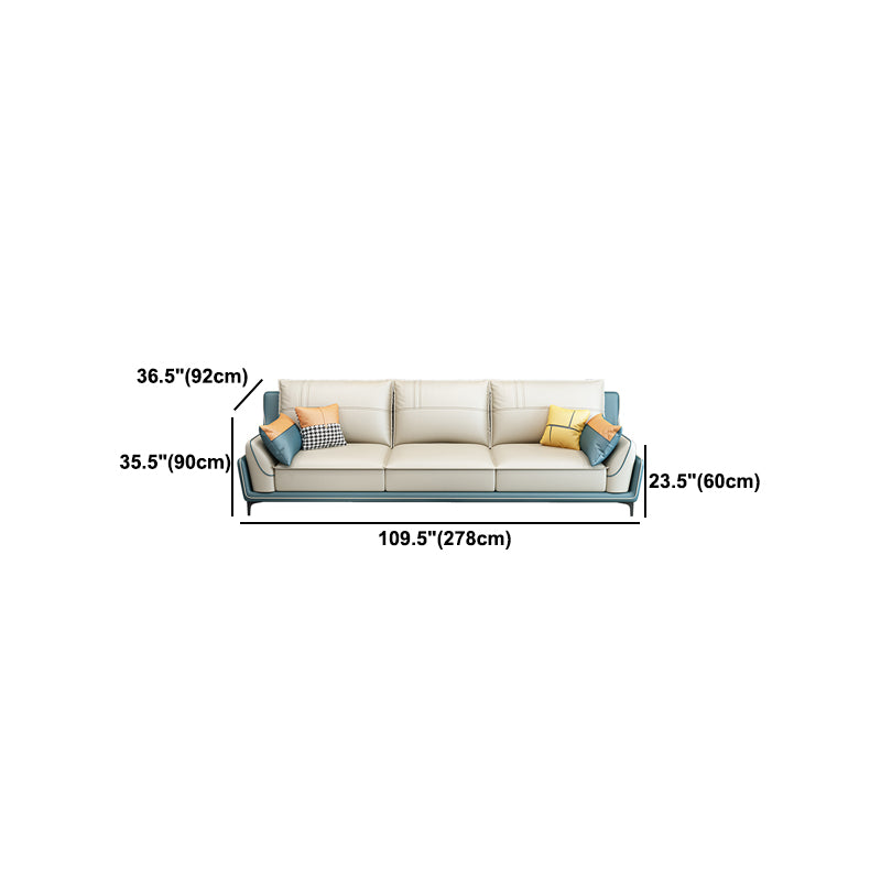 Scandinavian Faux Leather Sectional in Beige 35.43" Tall Sectional