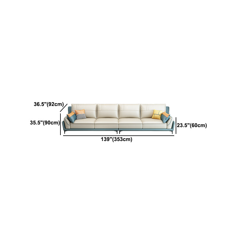 Scandinavian Faux Leather Sectional in Beige 35.43" Tall Sectional