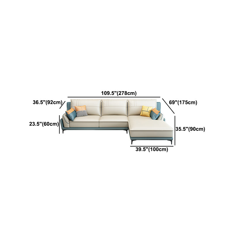 Scandinavian Faux Leather Sectional in Beige 35.43" Tall Sectional
