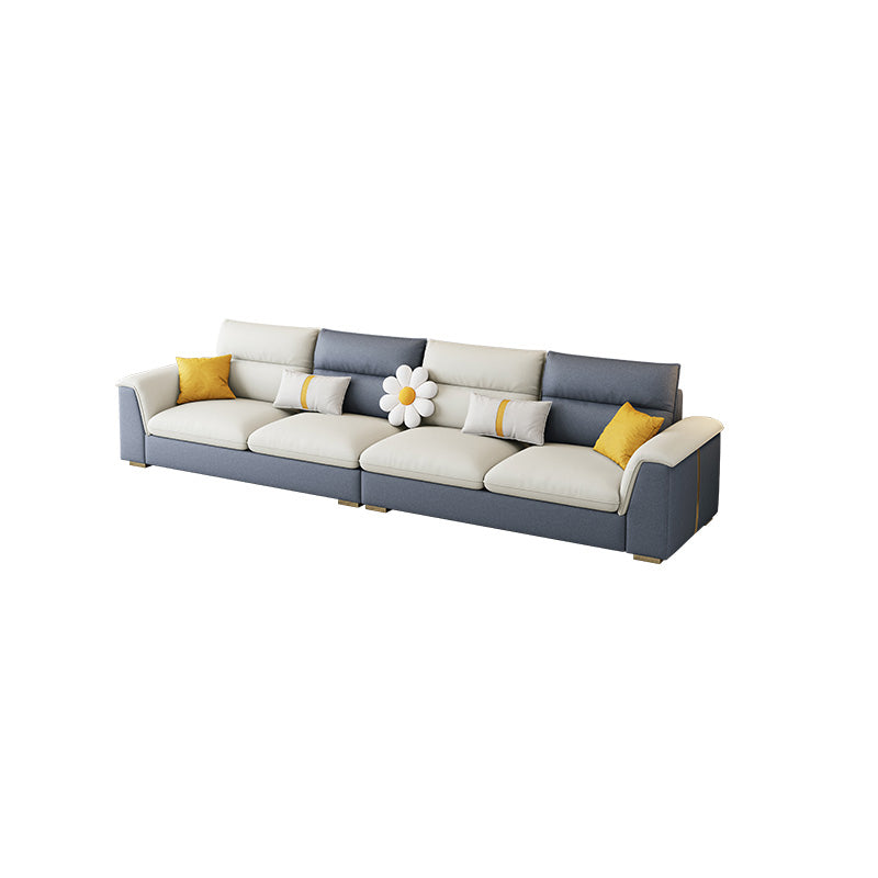 Glam 3/4 Seater Faux Leather Pillow Top Arm Sofa for Living Room