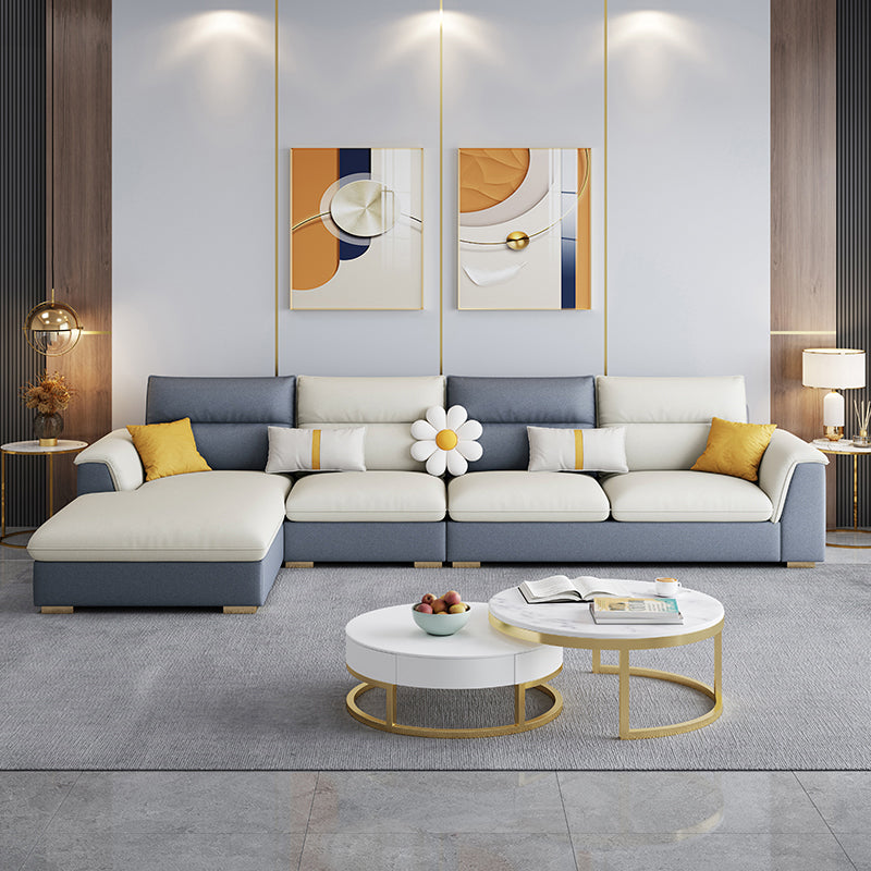 Glam 3/4 Seater Faux Leather Pillow Top Arm Sofa for Living Room