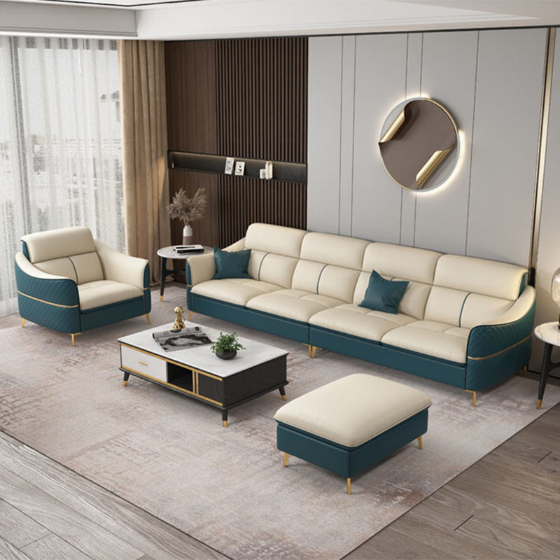 Glam Style Sofa Bed with Padded Leather and White Upholstery Sofa