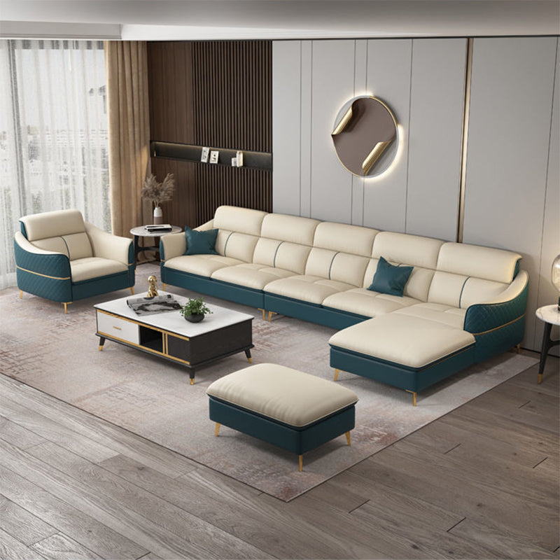 Glam Style Sofa Bed with Padded Leather and White Upholstery Sofa