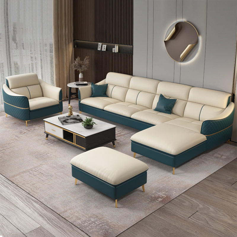 Glam Style Sofa Bed with Padded Leather and White Upholstery Sofa