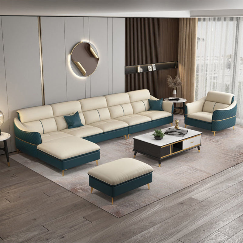Glam Style Sofa Bed with Padded Leather and White Upholstery Sofa