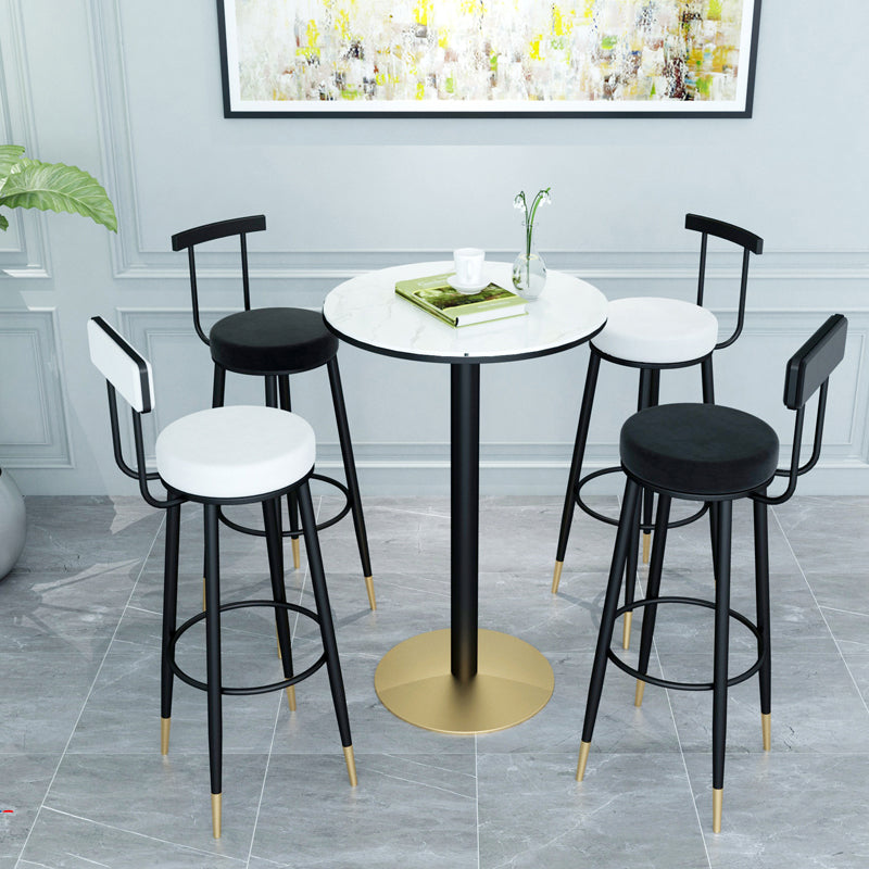 1/3/4/5 Pieces Glam Iron Bar Table Set Round Bistro Set with Black Faux Marble Top
