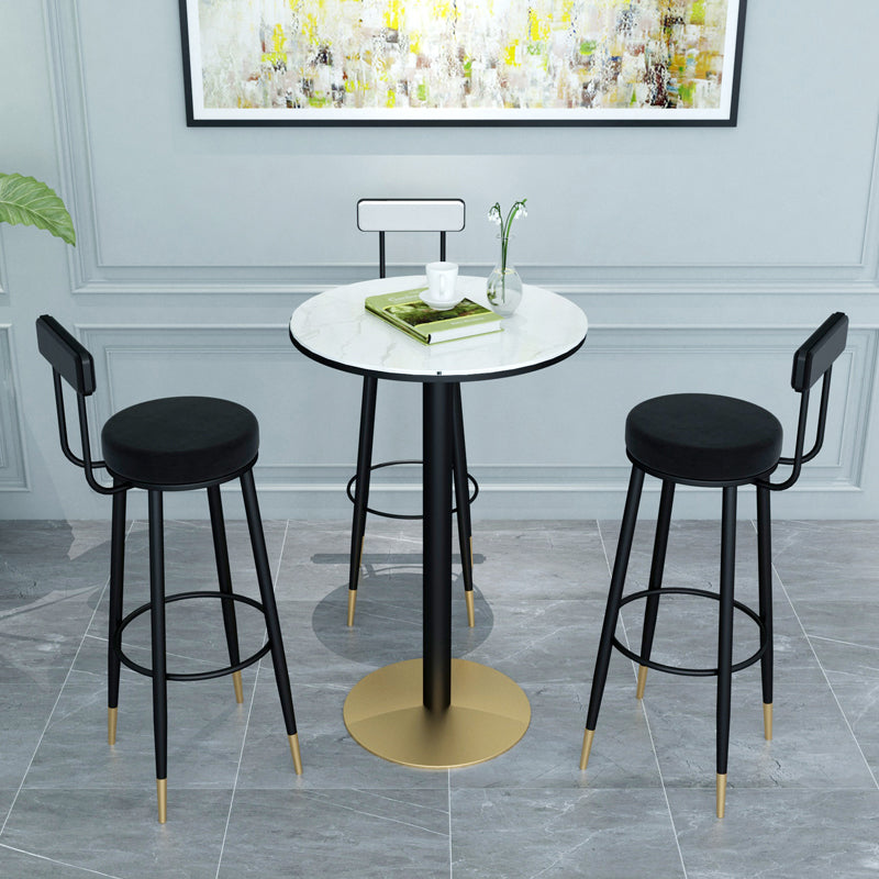 1/3/4/5 Pieces Glam Iron Bar Table Set Round Bistro Set with Black Faux Marble Top