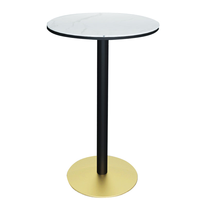 1/3/4/5 Pieces Glam Iron Bar Table Set Round Bistro Set with Black Faux Marble Top