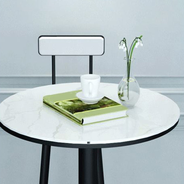 1/3/4/5 Pieces Glam Iron Bar Table Set Round Bistro Set with Black Faux Marble Top