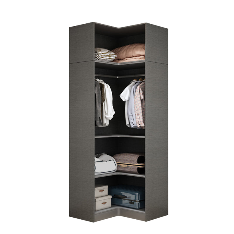 Contemporary Style Wardrobe Gray Wood Wardrobe Closet with Shelves