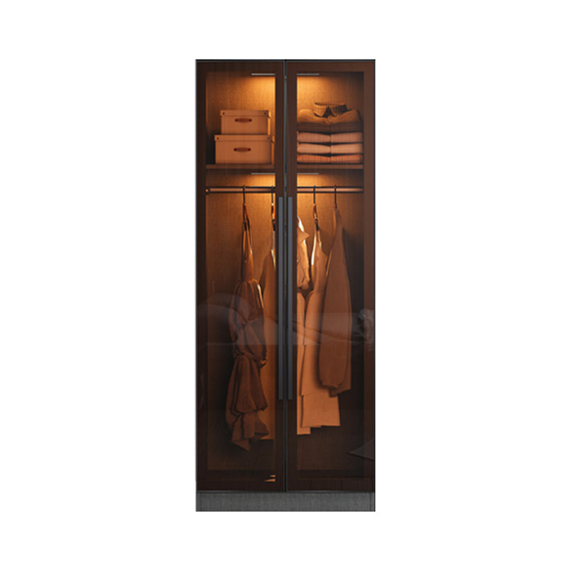 Contemporary Style Wardrobe Gray Wood Wardrobe Closet with Shelves