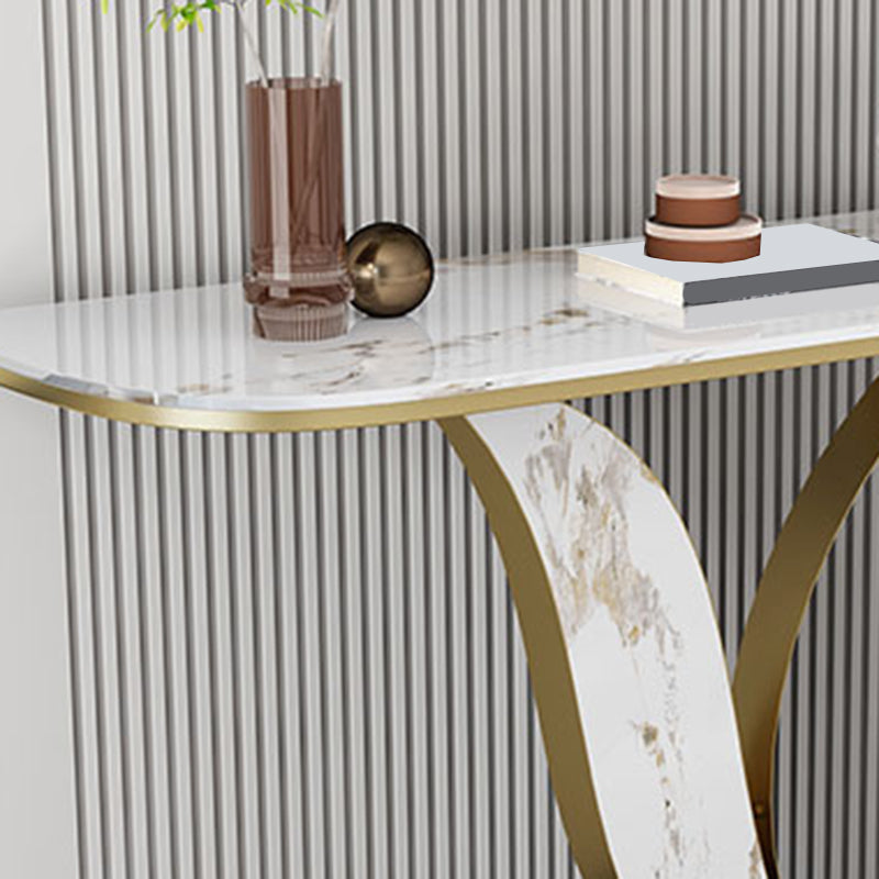 Glam Metal Half Moon Sofa Console Table Scratch Resistant Pedestal White Console Table