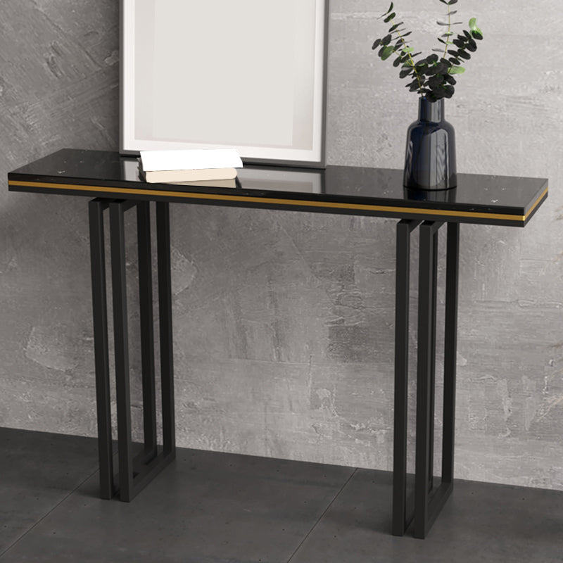 Contemporary Marble 4 Legs Console Table Rectangle Scratch Resistant Sofa Table