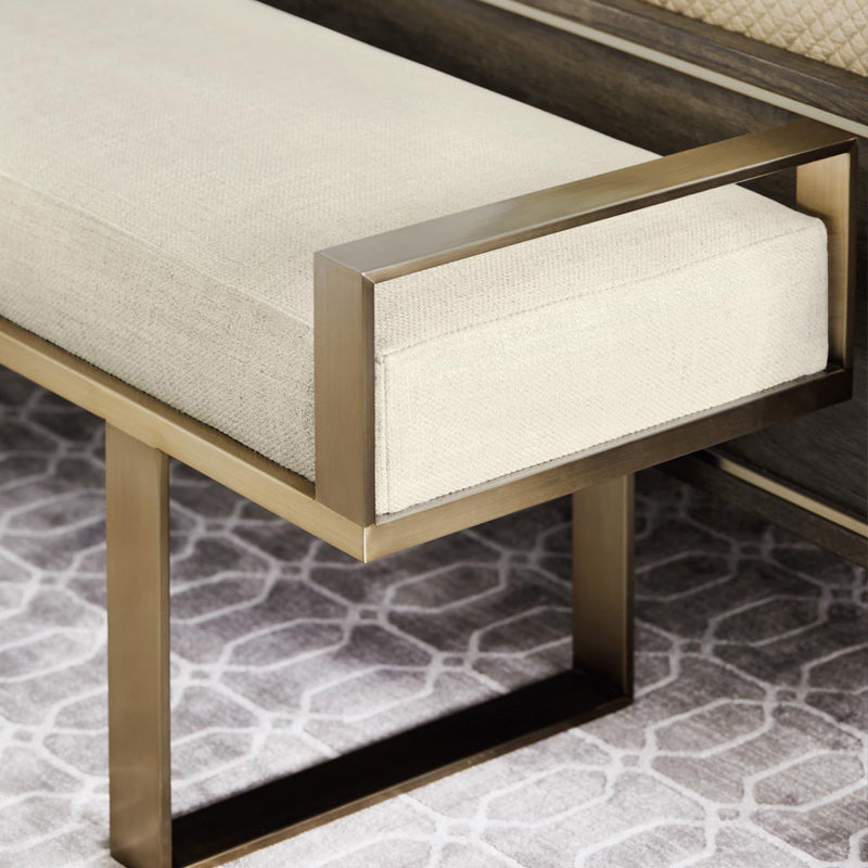 13.8" Wide Upholstered Seating Bench Cushioned Beige Entryway and Bedroom Bench with Legs