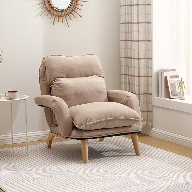 Velvet Convertible Chair with Sewn Pillow Back Arm Chair for Apartment