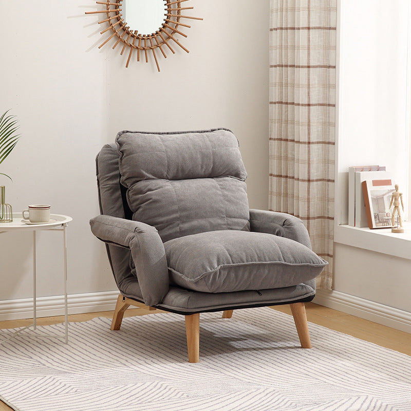 Velvet Convertible Chair with Sewn Pillow Back Arm Chair for Apartment