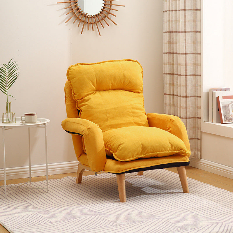 Velvet Convertible Chair with Sewn Pillow Back Arm Chair for Apartment