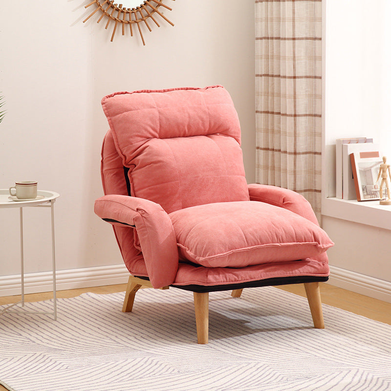 Velvet Convertible Chair with Sewn Pillow Back Arm Chair for Apartment