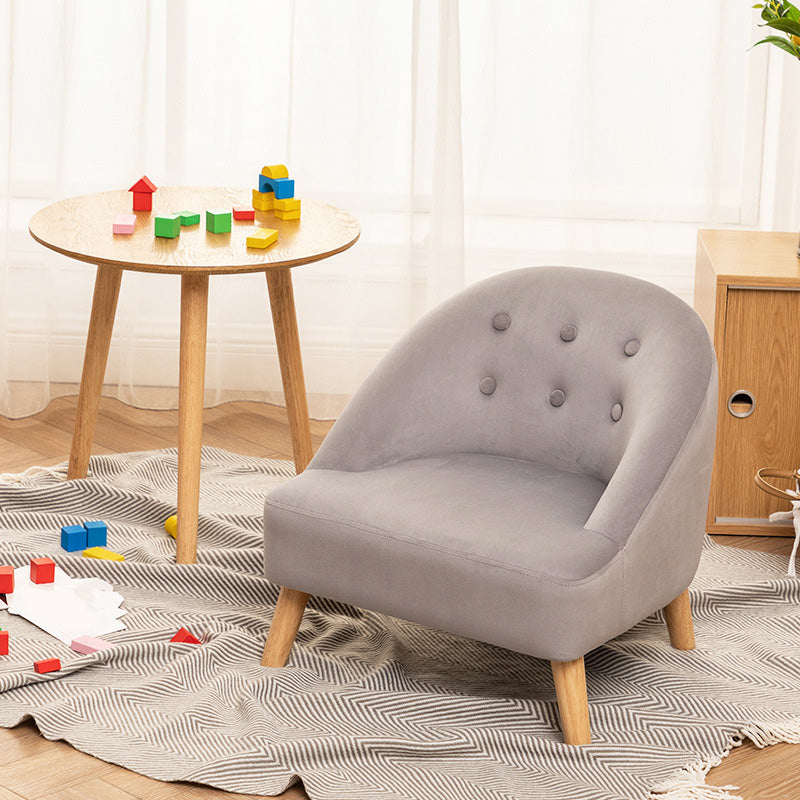 Buttoned Armchair with Basic Four Legs and Sloped Arms Chair