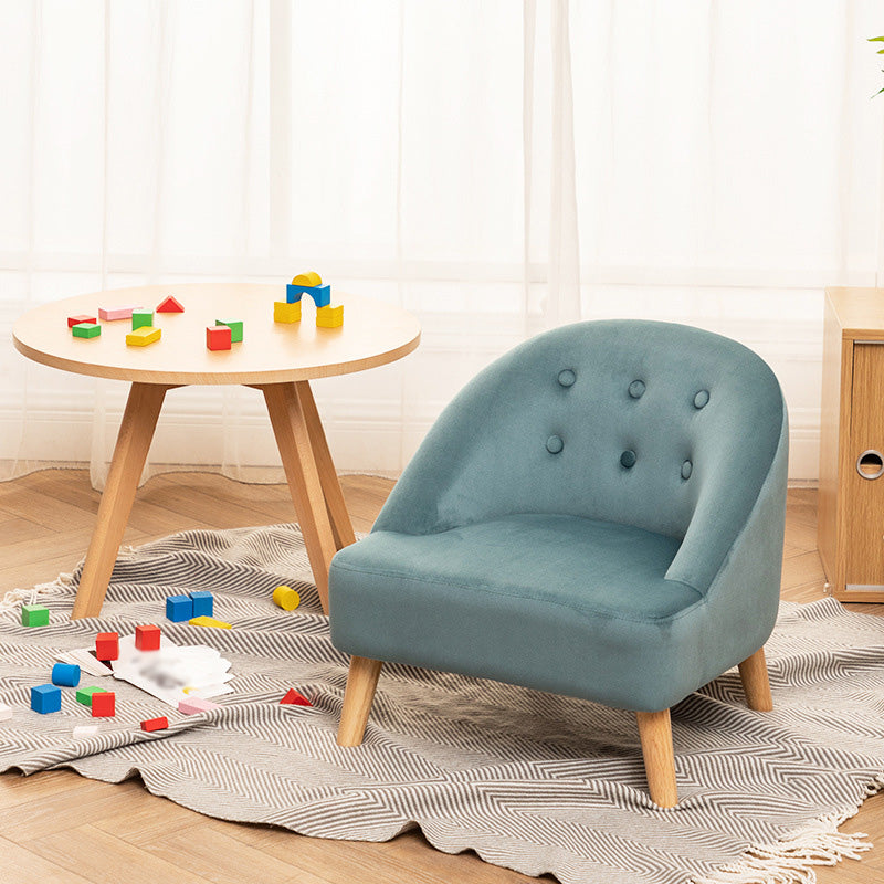 Buttoned Armchair with Basic Four Legs and Sloped Arms Chair