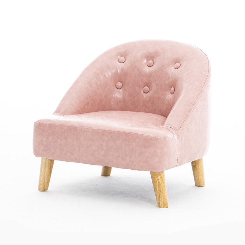 Buttoned Armchair with Basic Four Legs and Sloped Arms Chair