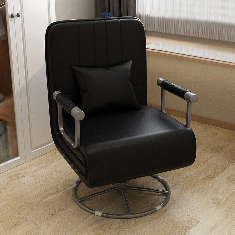 Square Arm Swivel Chair Leather/Linen Accent Chair for Apartment