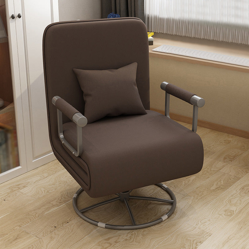 Square Arm Swivel Chair Leather/Linen Accent Chair for Apartment