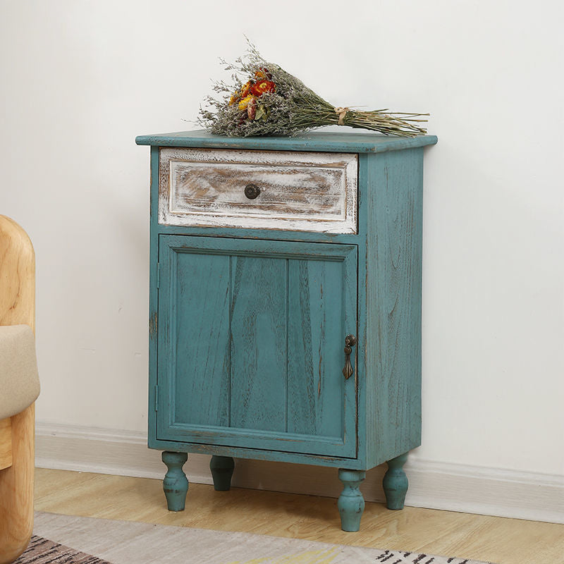 Industrial Accent Cabinet with 1 Door Turned Legs Storage Cabinet with Drawers