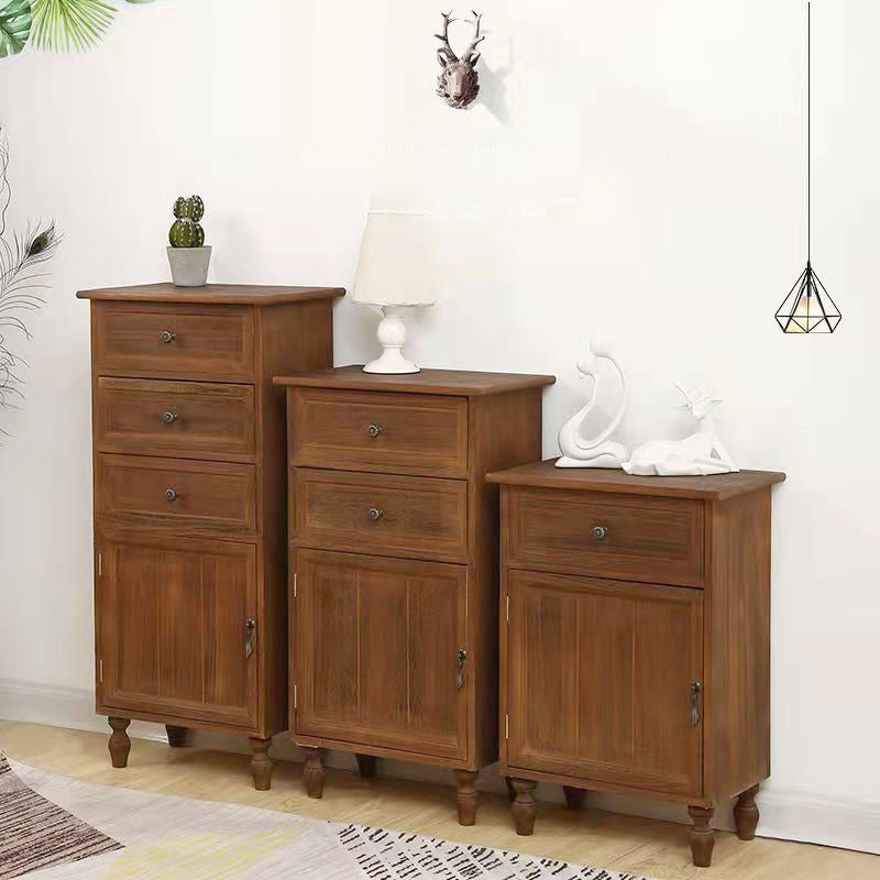 Industrial Accent Cabinet with 1 Door Turned Legs Storage Cabinet with Drawers