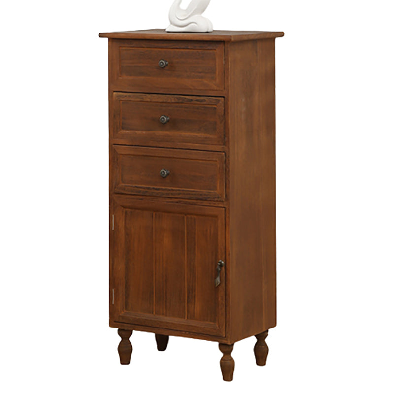 Industrial Accent Cabinet with 1 Door Turned Legs Storage Cabinet with Drawers