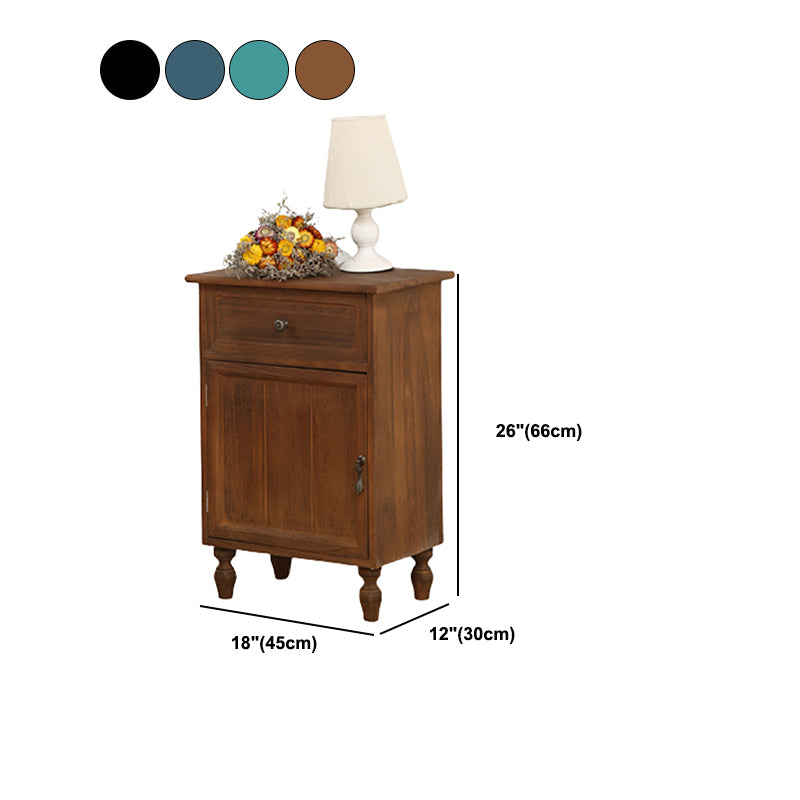 Industrial Accent Cabinet with 1 Door Turned Legs Storage Cabinet with Drawers