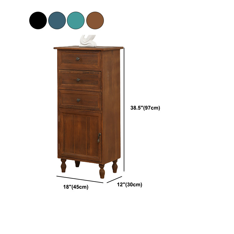 Industrial Accent Cabinet with 1 Door Turned Legs Storage Cabinet with Drawers