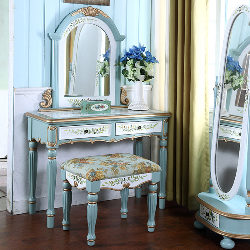 Victorian Makeup Vanity Table with Stool and Mirror Dresser With Storage Drawers