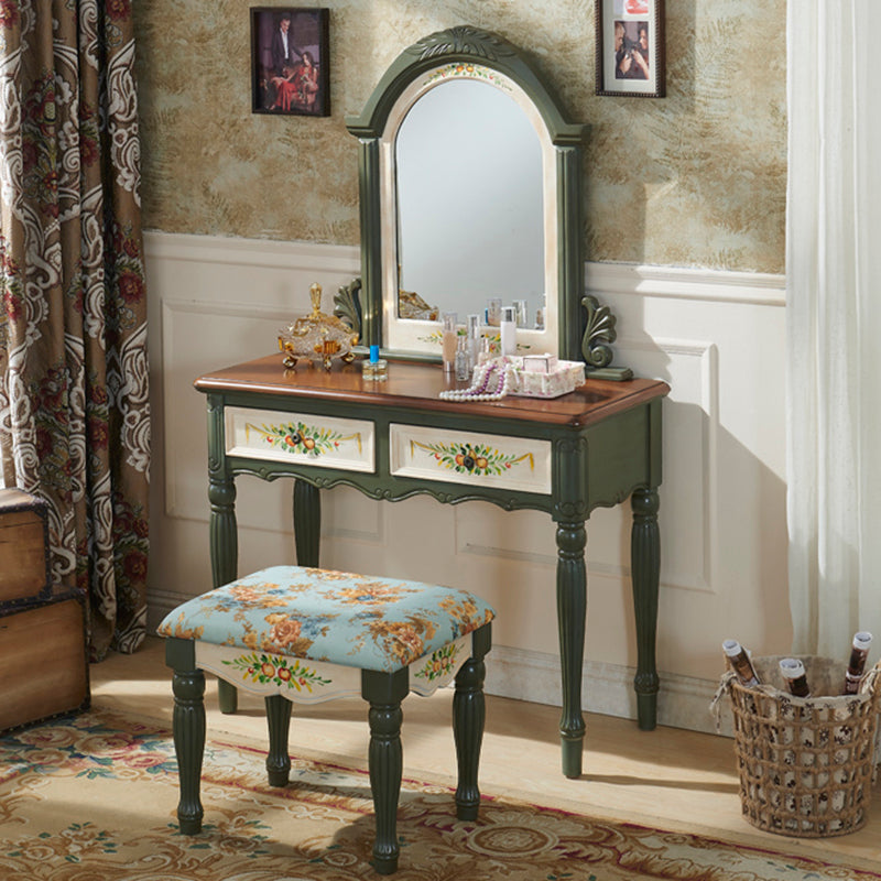 Victorian Makeup Vanity Table with Stool and Mirror Dresser With Storage Drawers