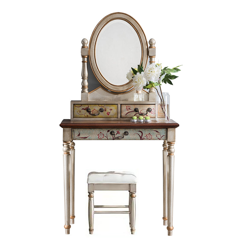 Victorian Makeup Vanity Table with Stool Dresser With Storage Drawers for Bedroom
