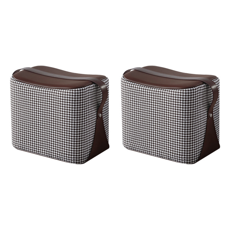 Modern PU Leather Sherpa Pouf Contrast Color Specialty Fade Resistant Ottoman Footrest