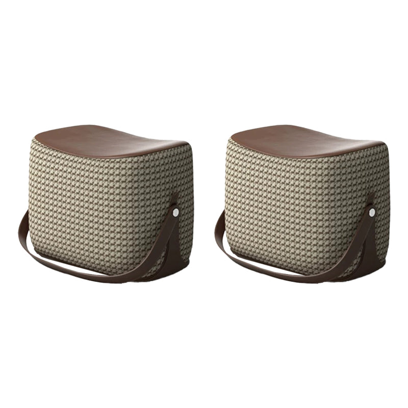 Modern PU Leather Sherpa Pouf Contrast Color Specialty Fade Resistant Ottoman Footrest