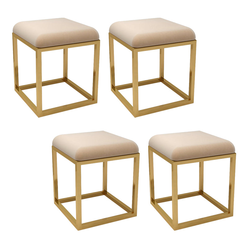 Contemporary Pouf Ottoman Fabric Solid Color Metal Frame Square Ottoman