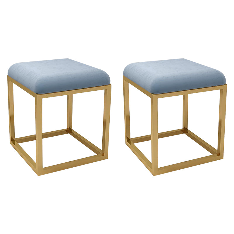 Contemporary Pouf Ottoman Fabric Solid Color Metal Frame Square Ottoman