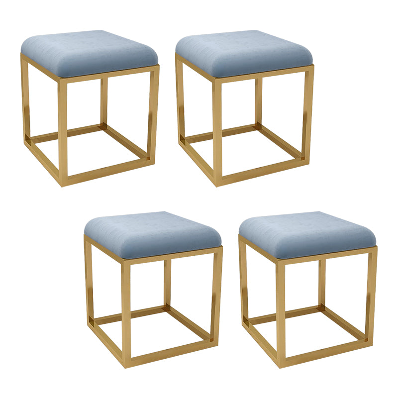 Contemporary Pouf Ottoman Fabric Solid Color Metal Frame Square Ottoman